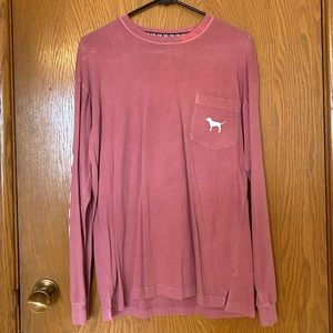 PINK Mauve Long Sleeve Pocket Tee